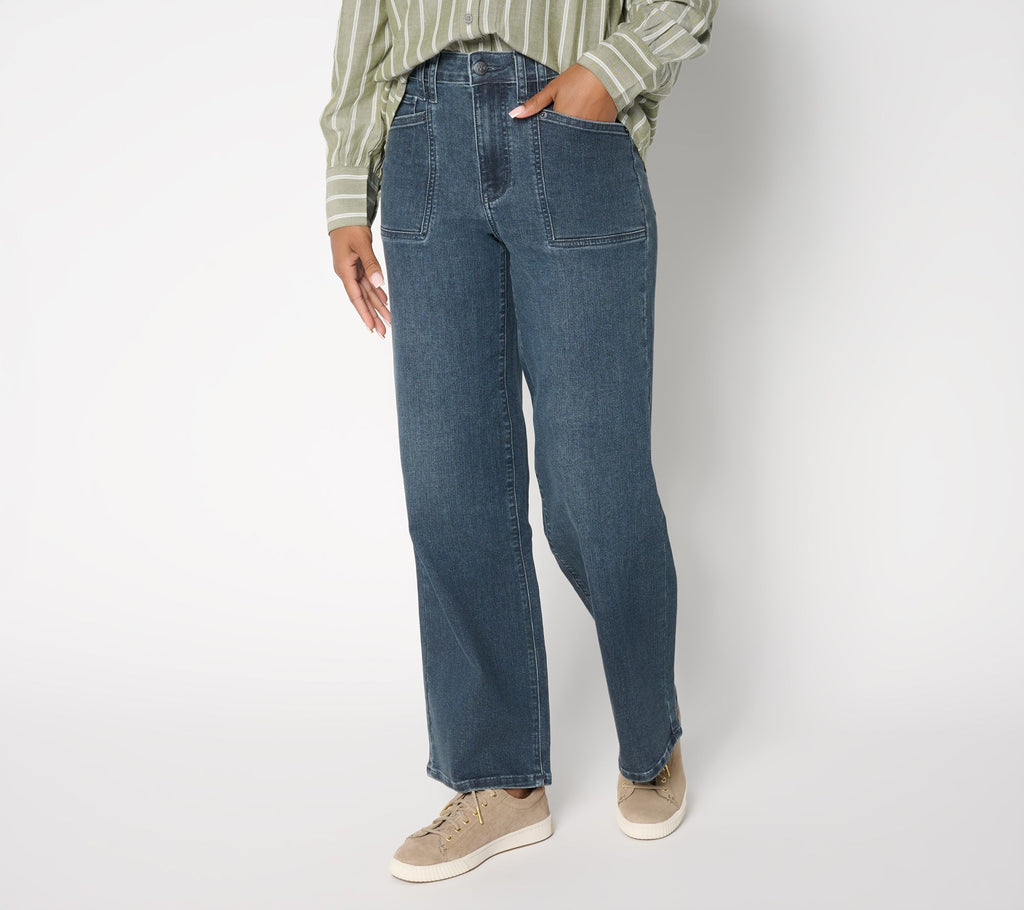 Repreve Wide Leg Jeans- Indigo - Grey Blue Wash