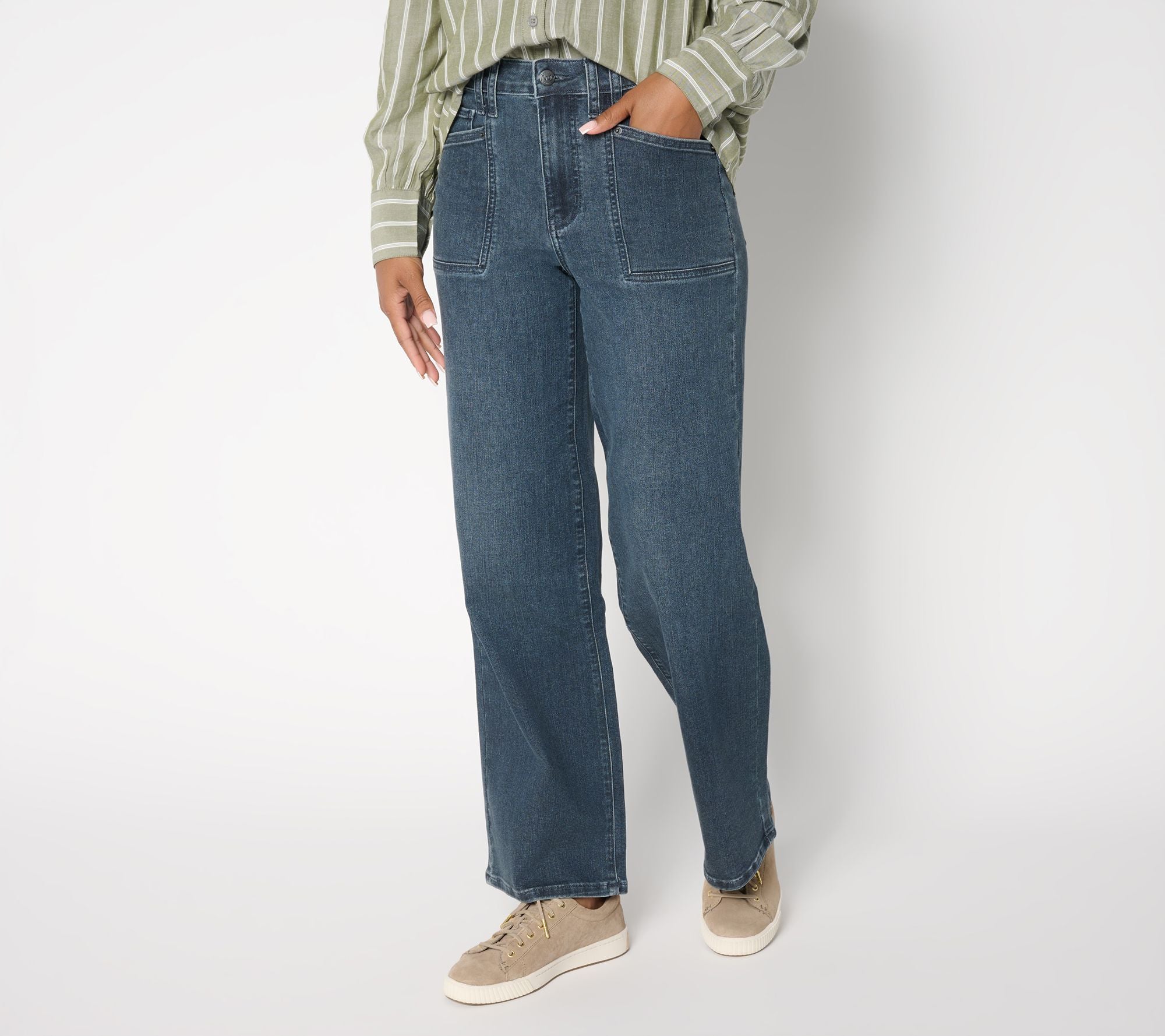 Repreve Wide Leg Jeans- Indigo - Grey Blue Wash