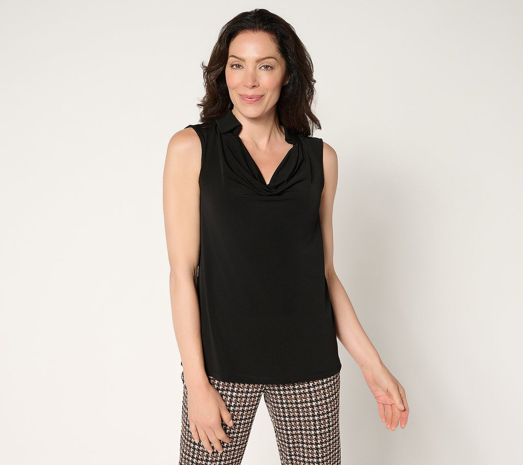 Liquid Knit Sleeveless Cowl-Neck Top