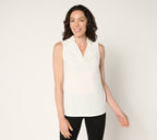 Liquid Knit Sleeveless Cowl-Neck Top - Cream Petal