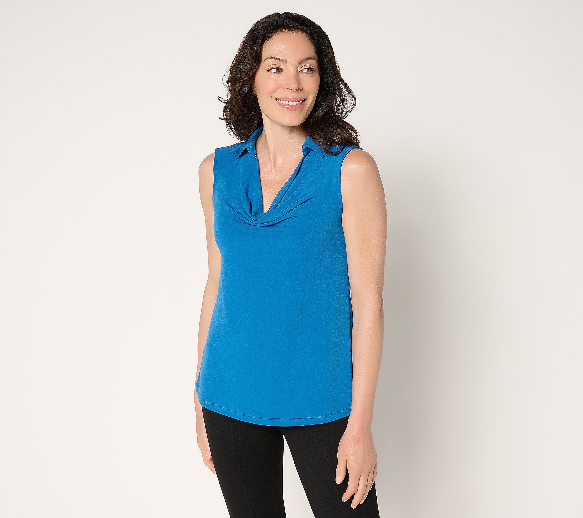 Liquid Knit Sleeveless Cowl-Neck Top