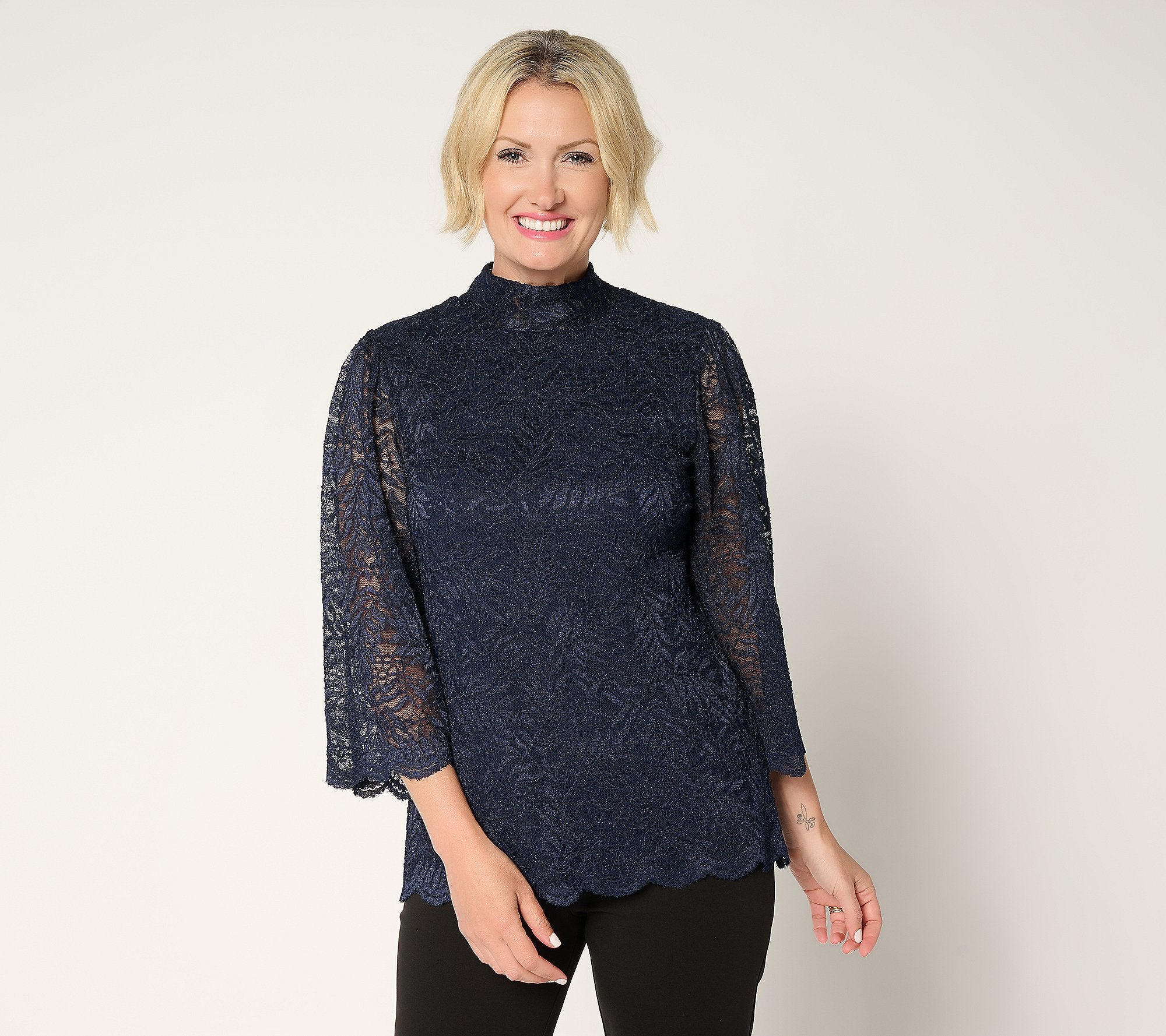 Occasions Stretch Lace Bell-Sleeve Top