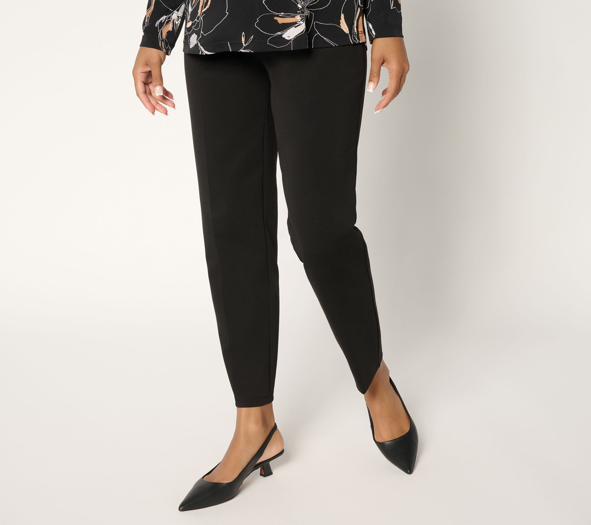 Weekend Cotton Ponte Slim Leg Ankle Pants - Black
