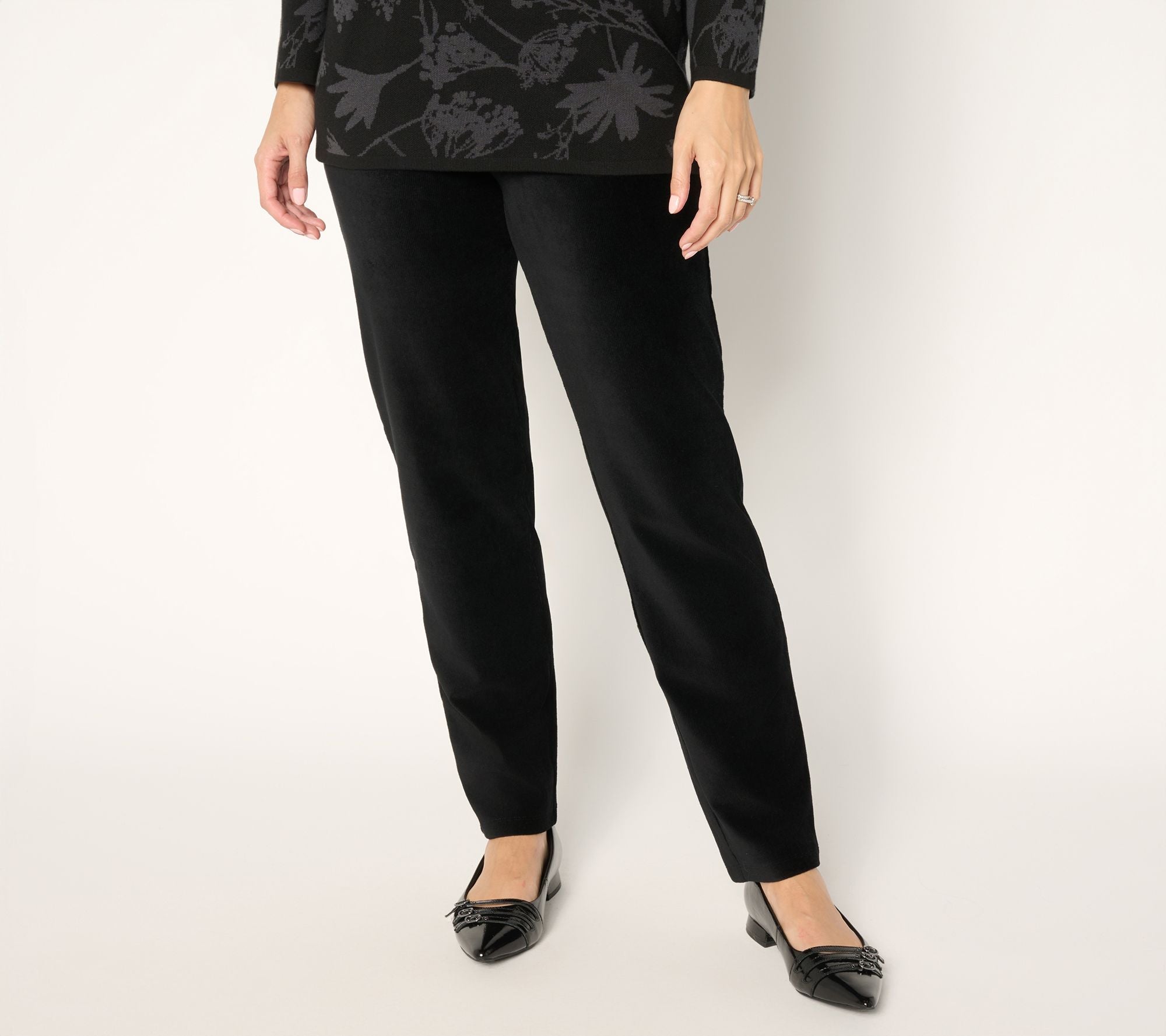 Weekend Knit Corduroy Straight Leg Pant - Black