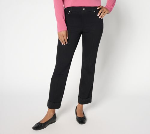 Black Easy Stretch Cuffed Ankle Jean