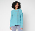 Crew Neck Sweater with Hi-Low Hem
