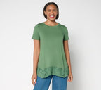 Short Sleeve Tee with Lace Trim