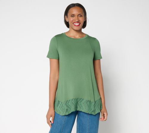 Short Sleeve Tee with Lace Trim