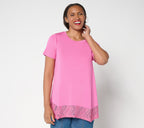 Short Sleeve Tee with Lace Trim