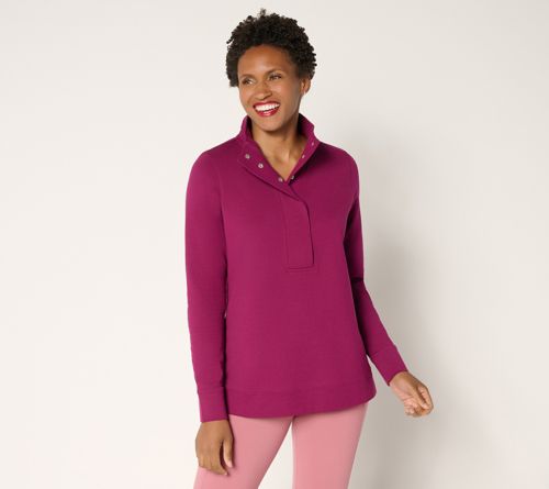 Denim & Co. Active French Terry Snap Top with
