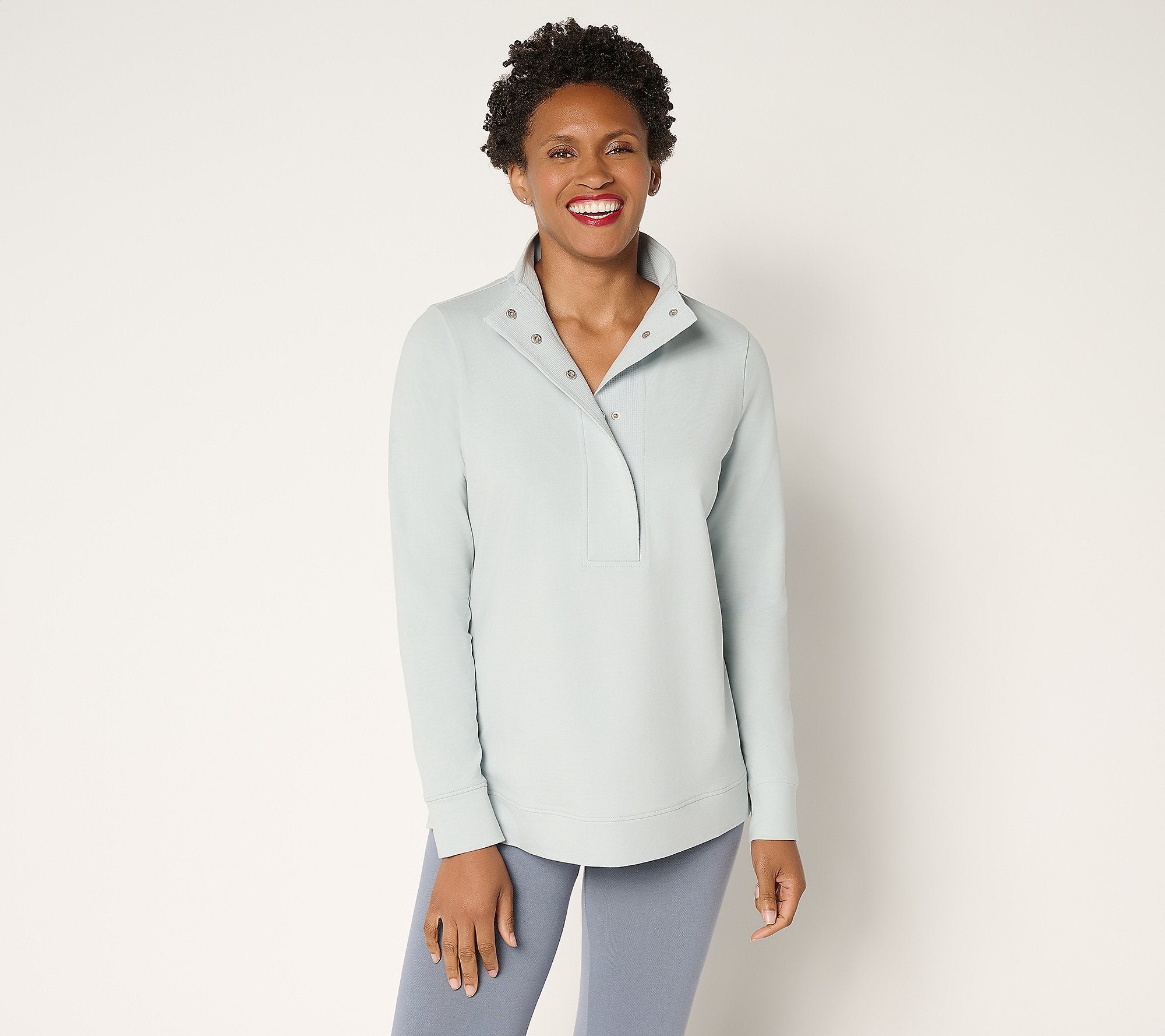 Denim & Co. Active French Terry Snap Top with