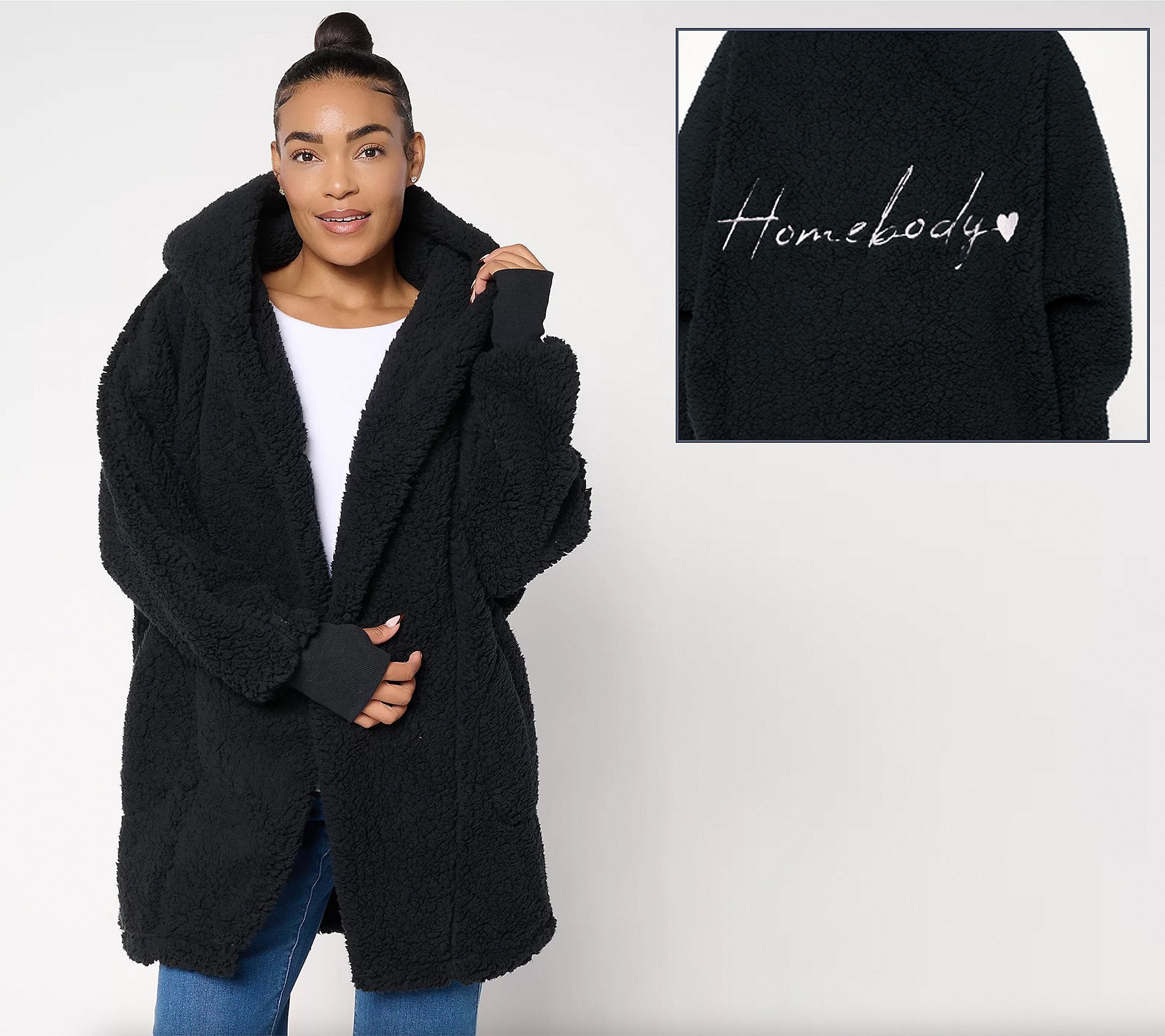 Sherpa Embroidered Hooded Lounger