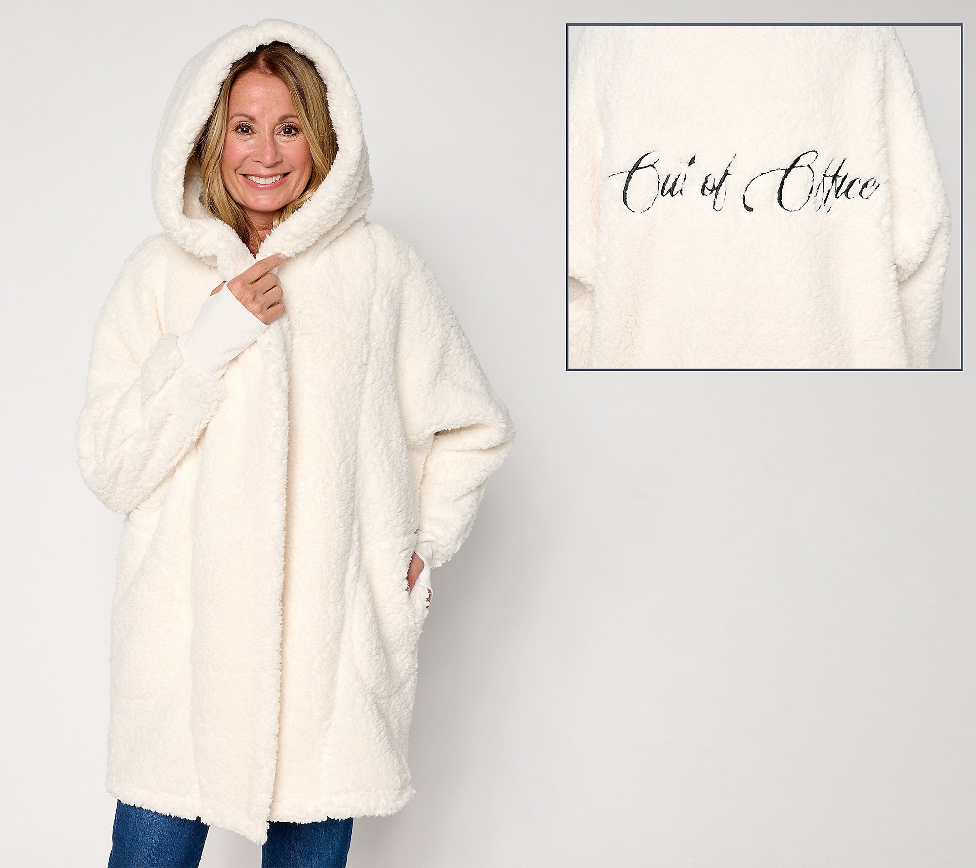 Sherpa Embroidered Hooded Lounger