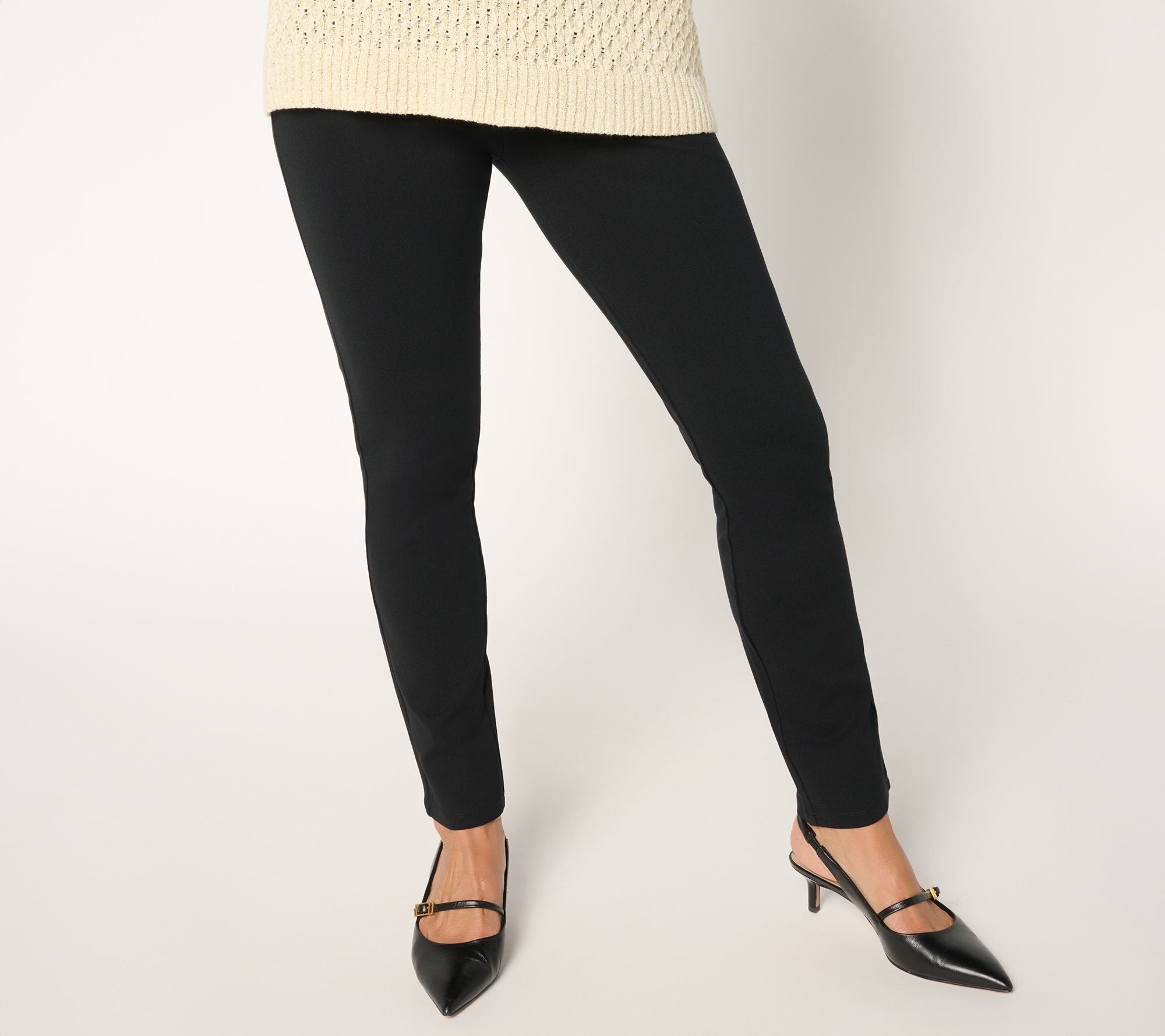 Luxe Ponte Slim Leg Ankle Pants - Black