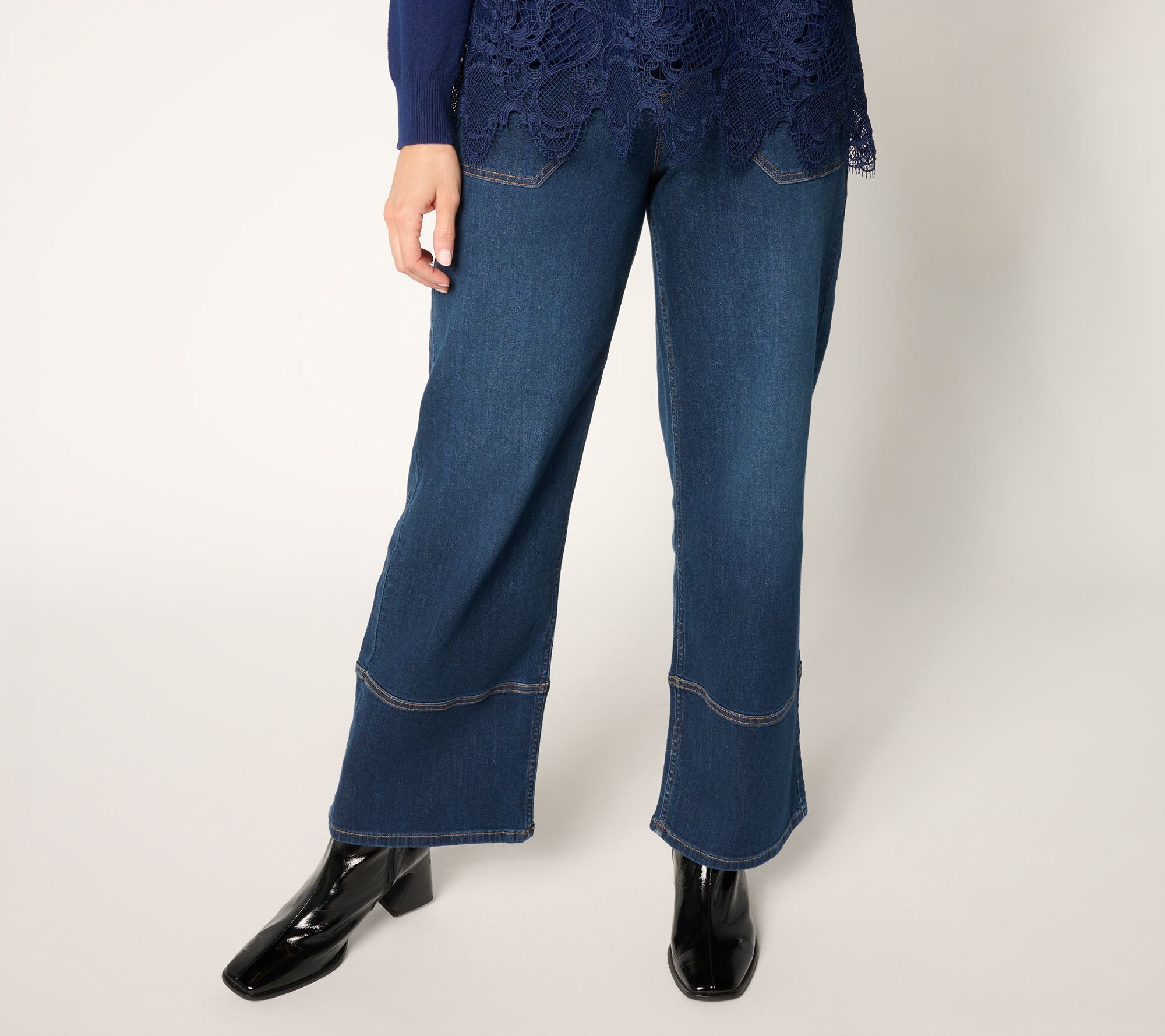 Indigo Full Length Wide Leg Jeans - Dark Wash