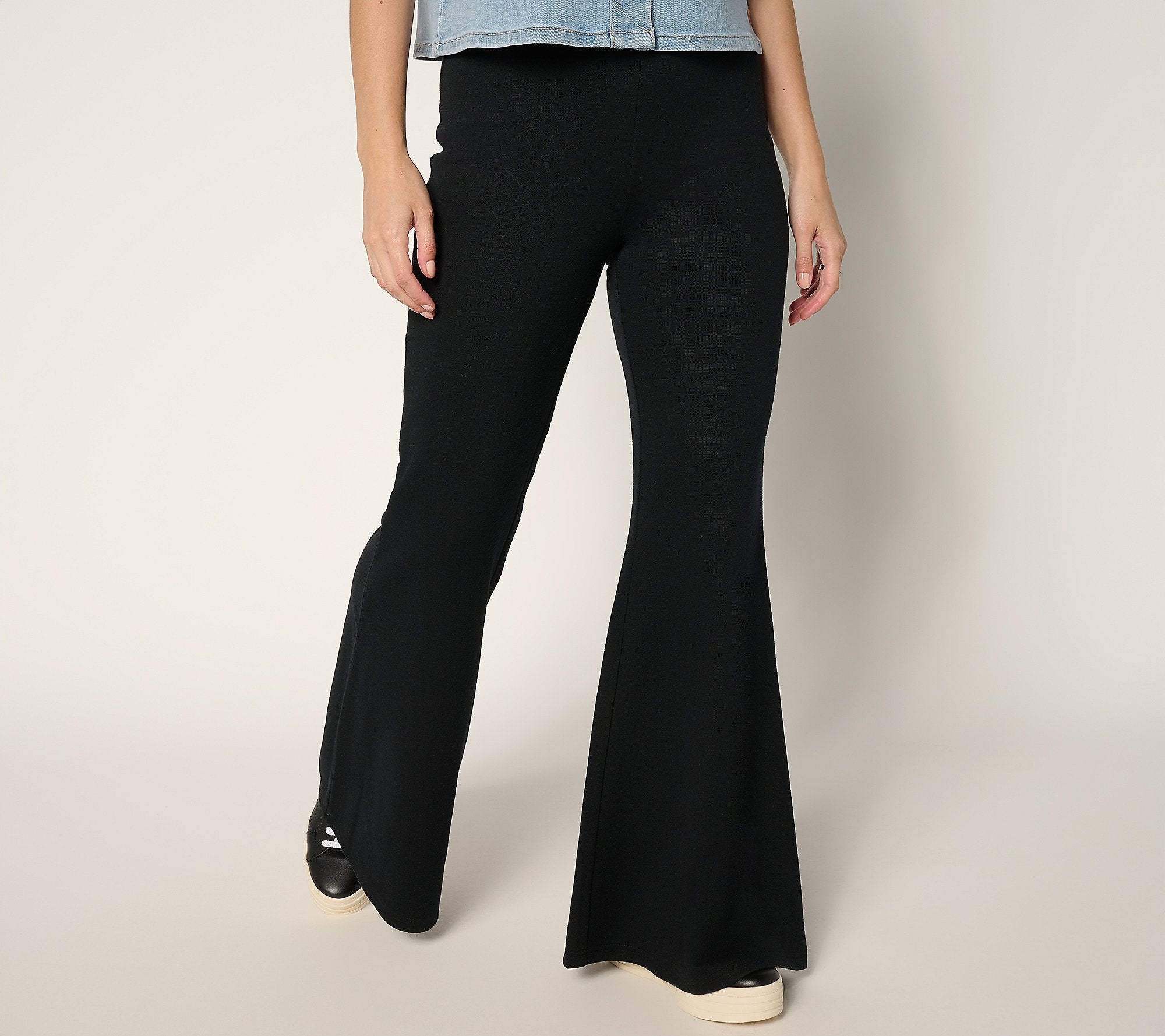 Brushed Knit Pull-On Flare Pants