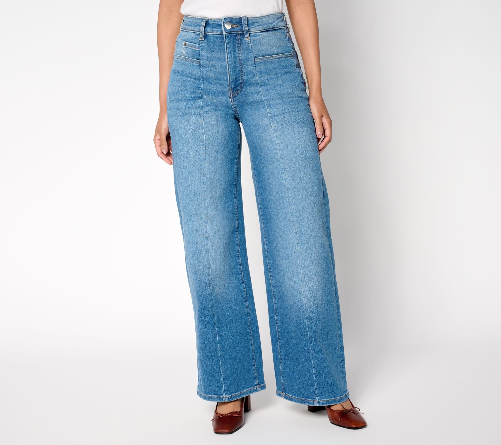Warp & Weft NCE Jet-Stretch Wide-Leg Jeans with Front Seam - Vintage Blue