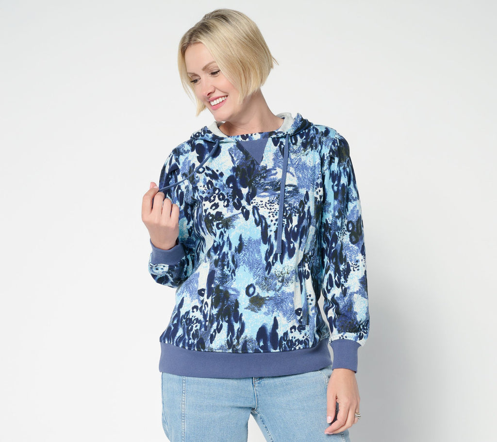 French Terry Printed or Solid Hoodie - Indigo