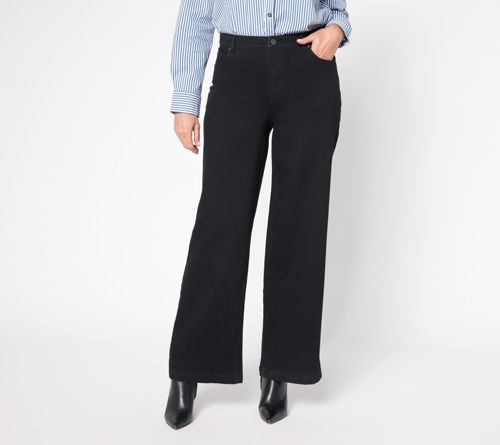 Stretch Denim Wide Leg Pant - Black/Brown