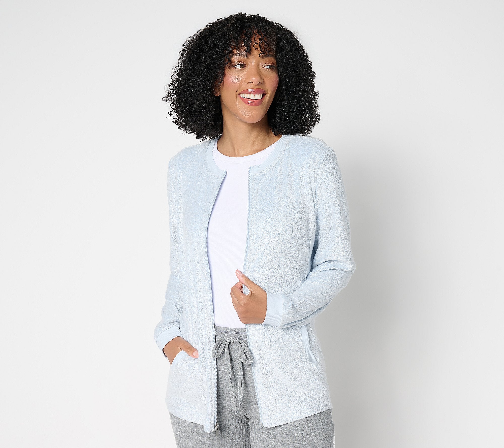 Comfort Soul Knit Fleece Zip-Up with Pockets