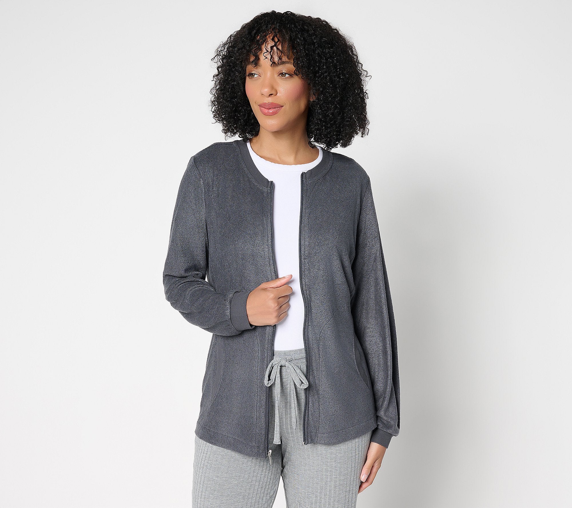 Comfort Soul Knit Fleece Zip-Up with Pockets