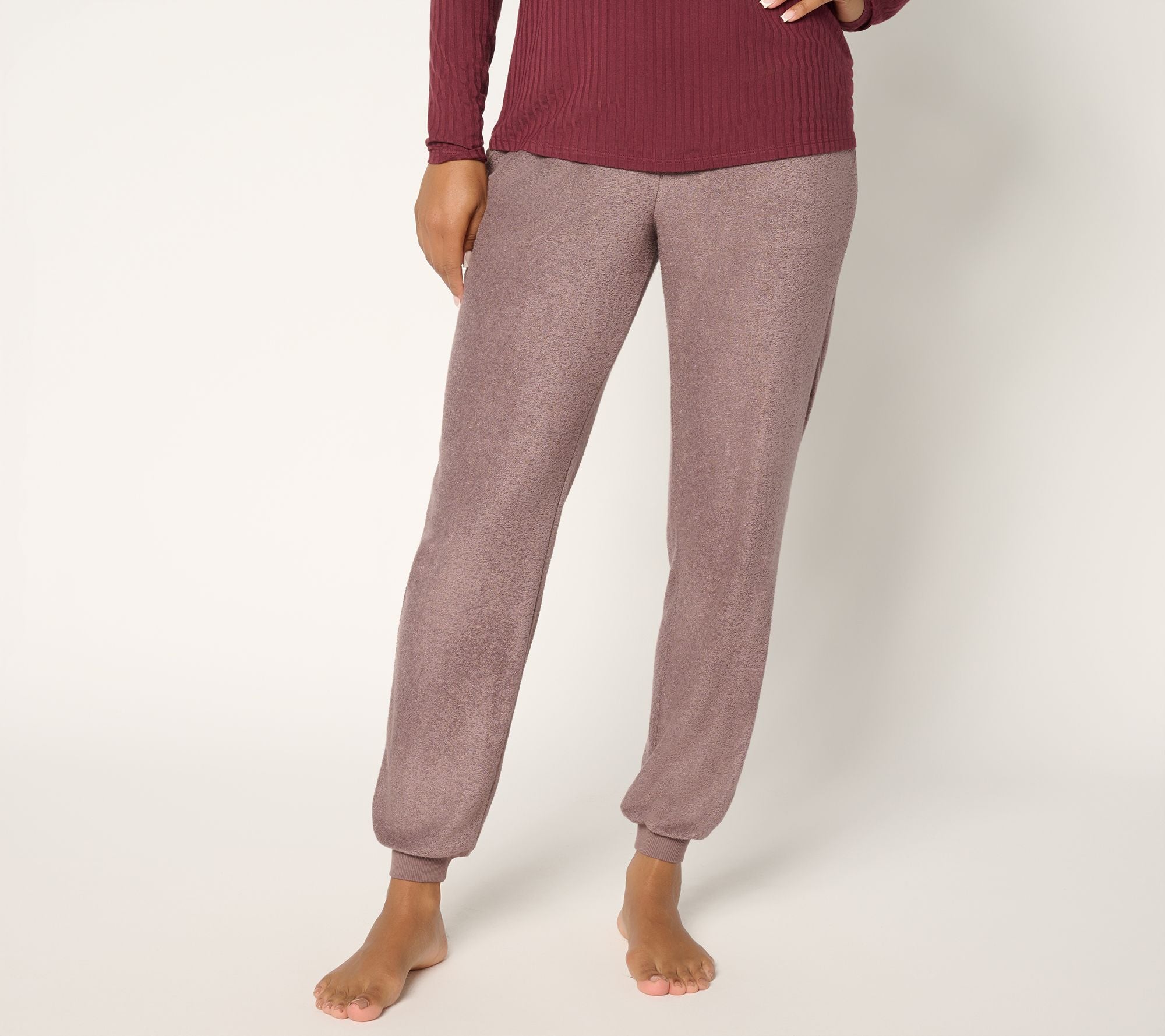 Modern Soul x Anybody Comfort Soul Knit Fleece Jogger with Pockets - Dark Taupe