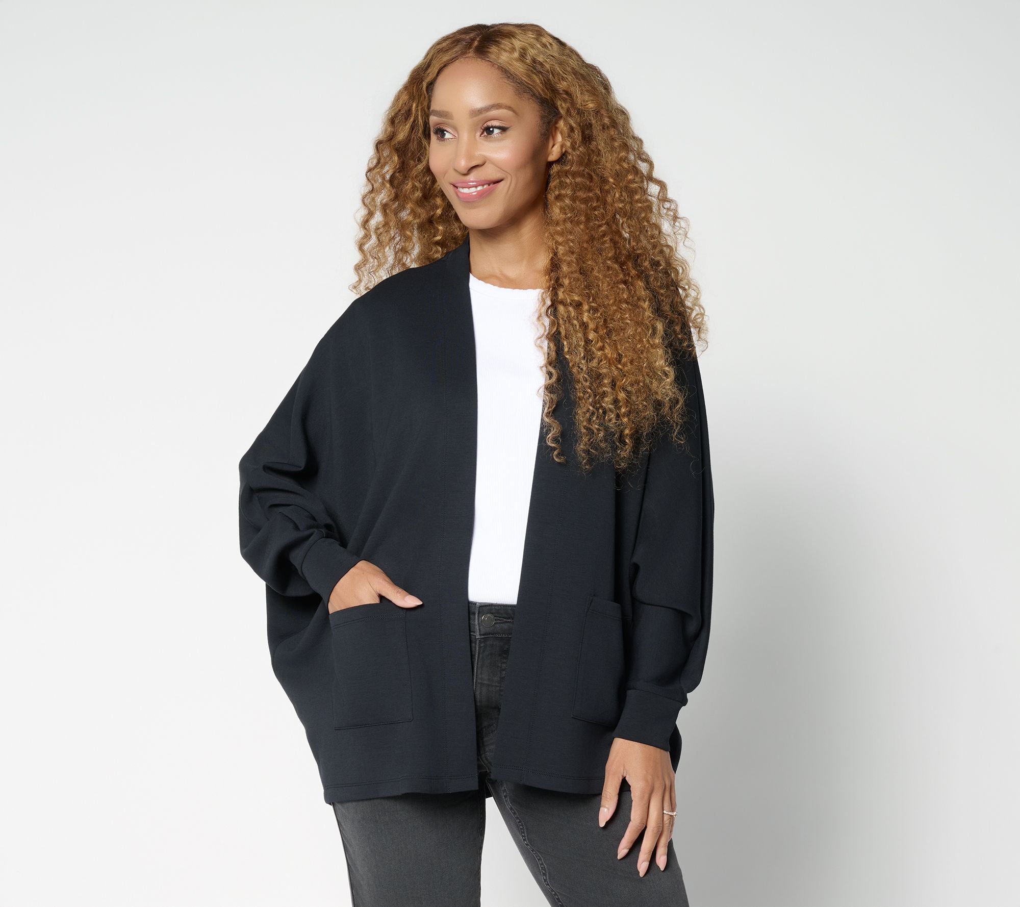 ScubaLuxe Le Chic Bat Wing Cardi - Black