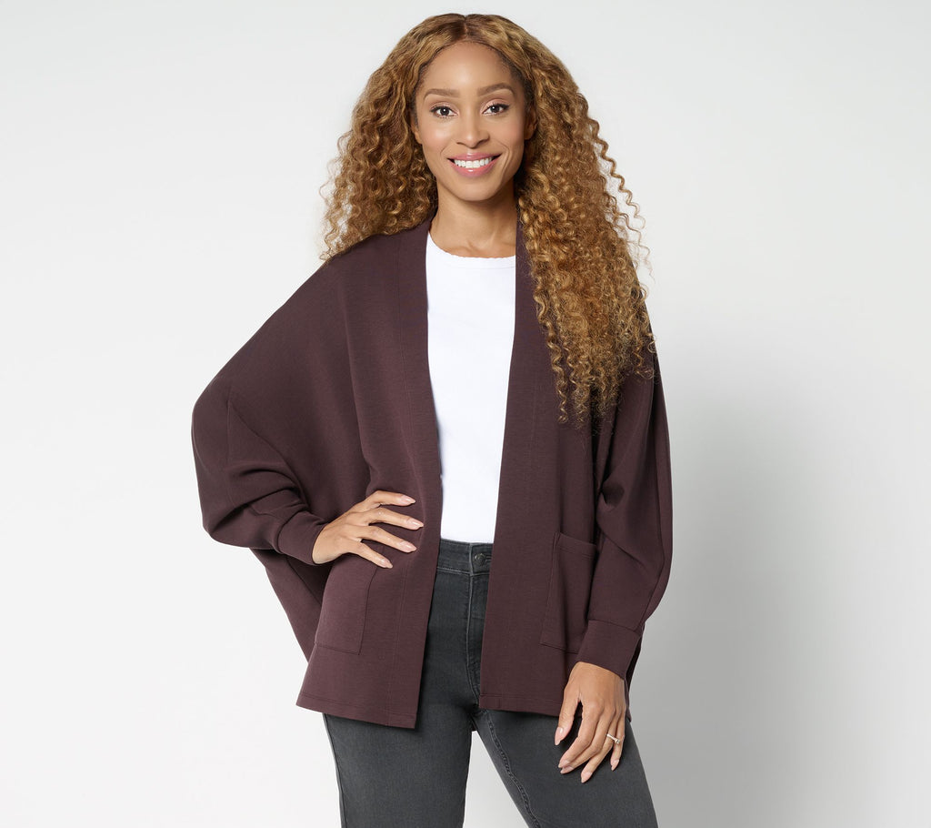 ScubaLuxe Le Chic Bat Wing Cardi - Chocolate Plum