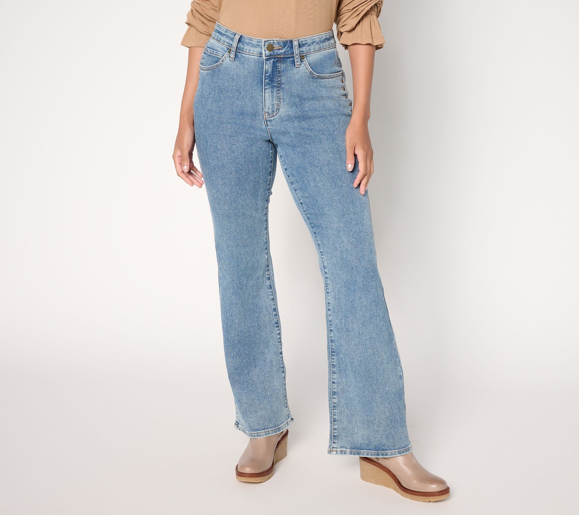 Studded Bootcut Jeans- Indigo - Light Wash