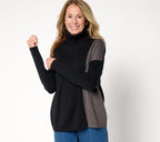 Turtleneck Crossover Sweater - Black