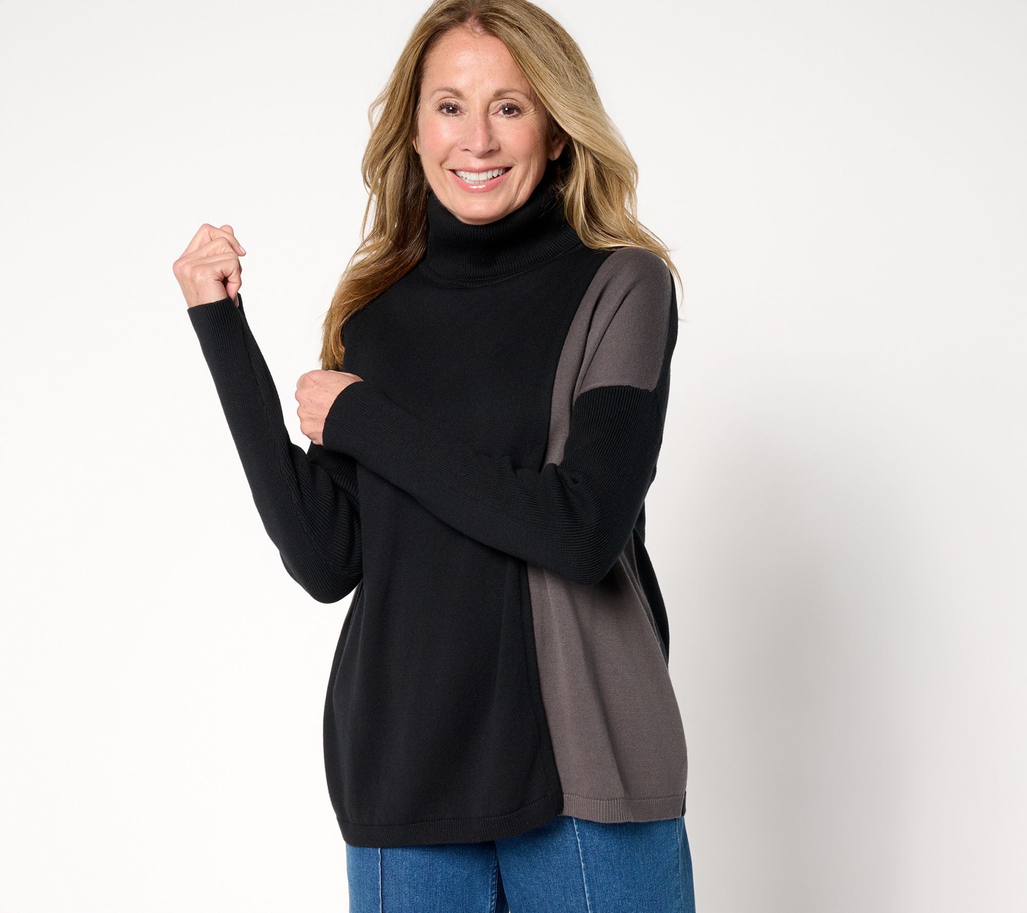 Turtleneck Crossover Sweater - Black