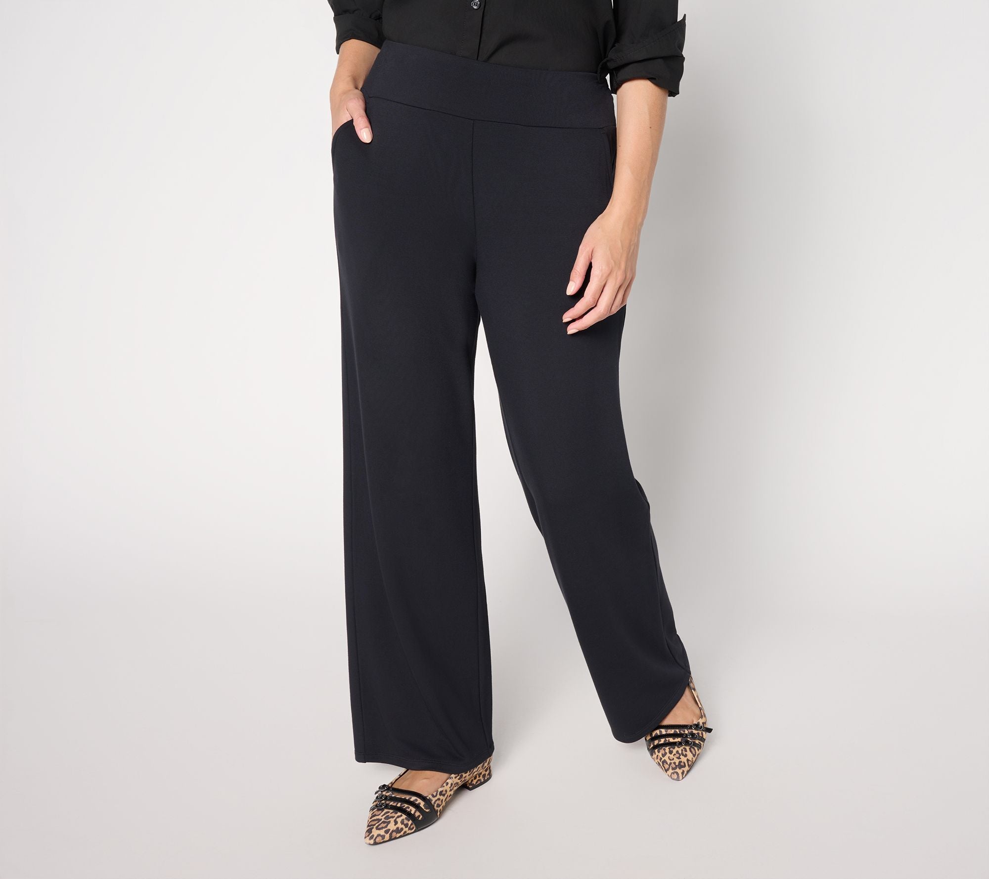 Acquitted Knit Wide Leg Pants - Black