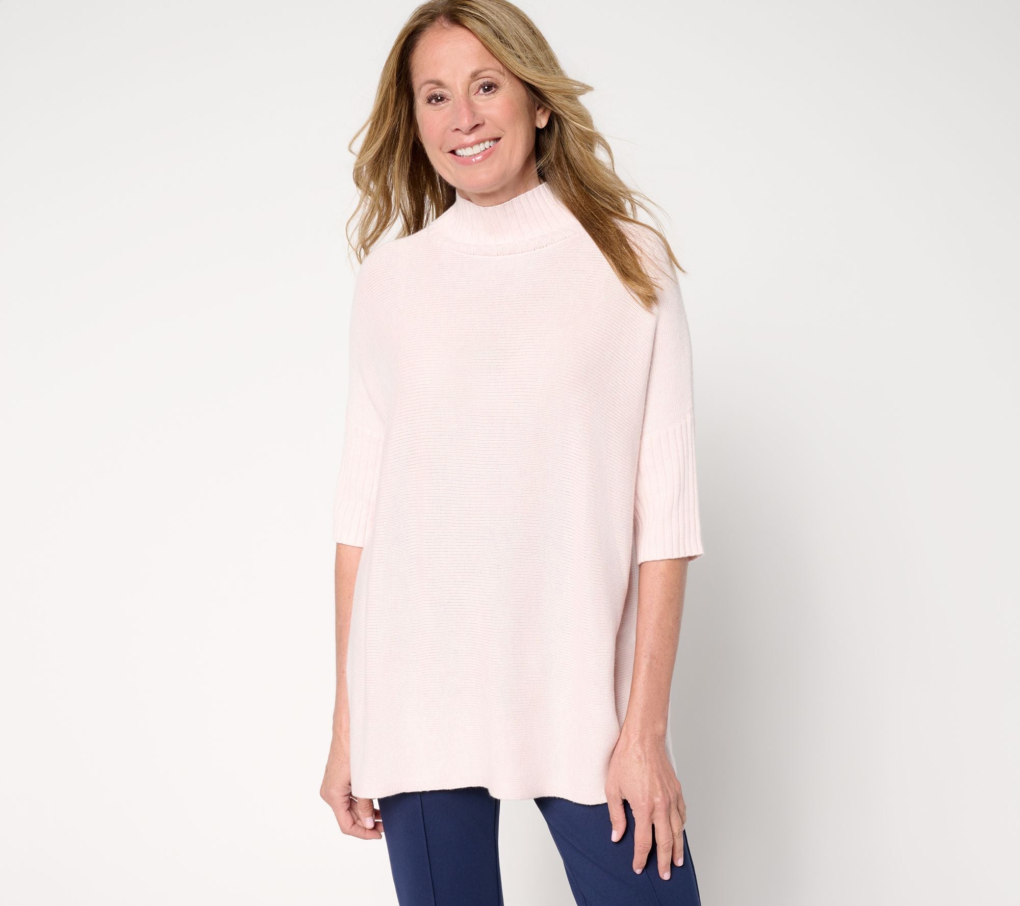 Joan Rivers Dolman Sleeve Turtleneck Sweater - Pink Heather