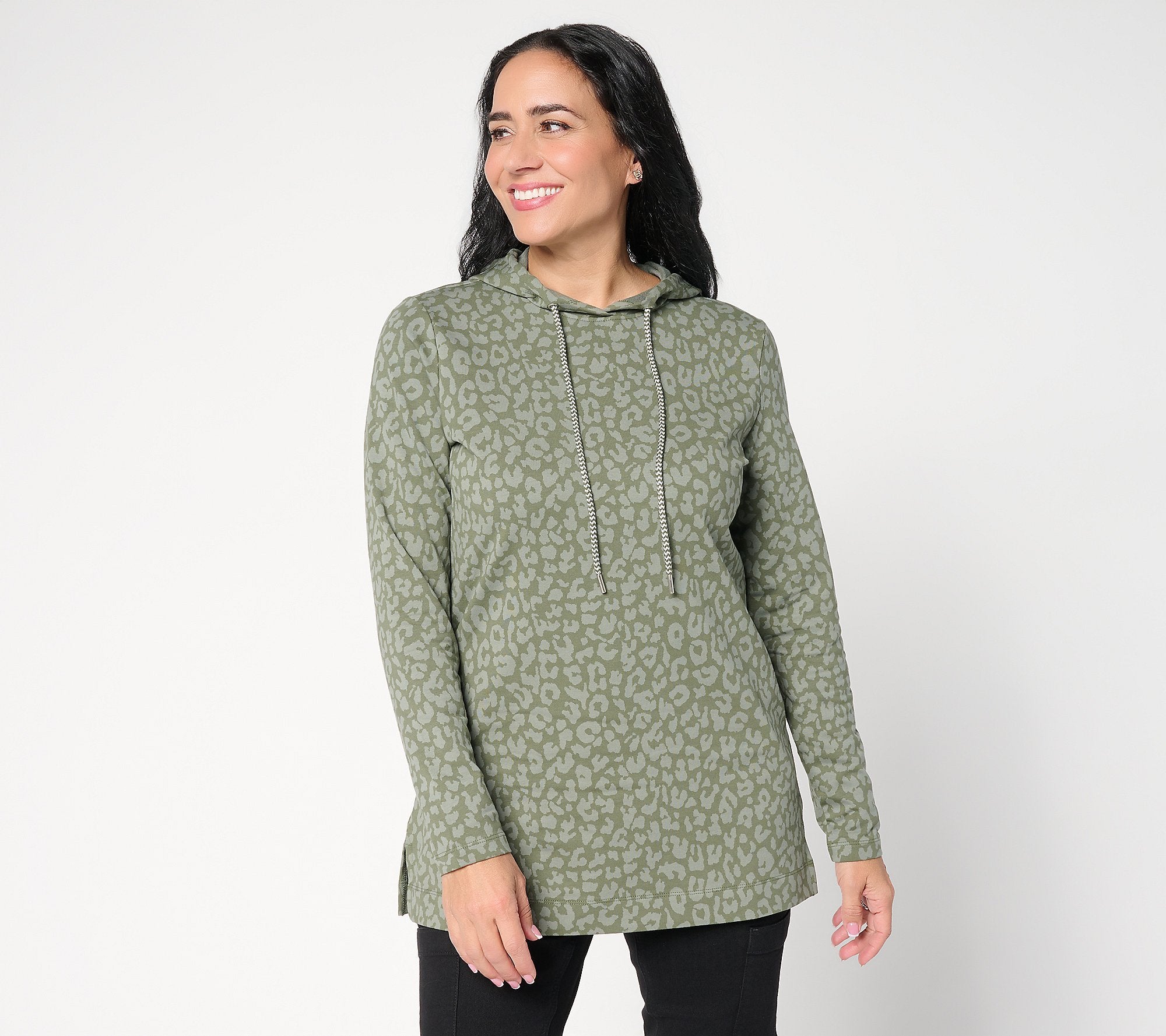 Active French Terry Animal Print Tunic Pullover