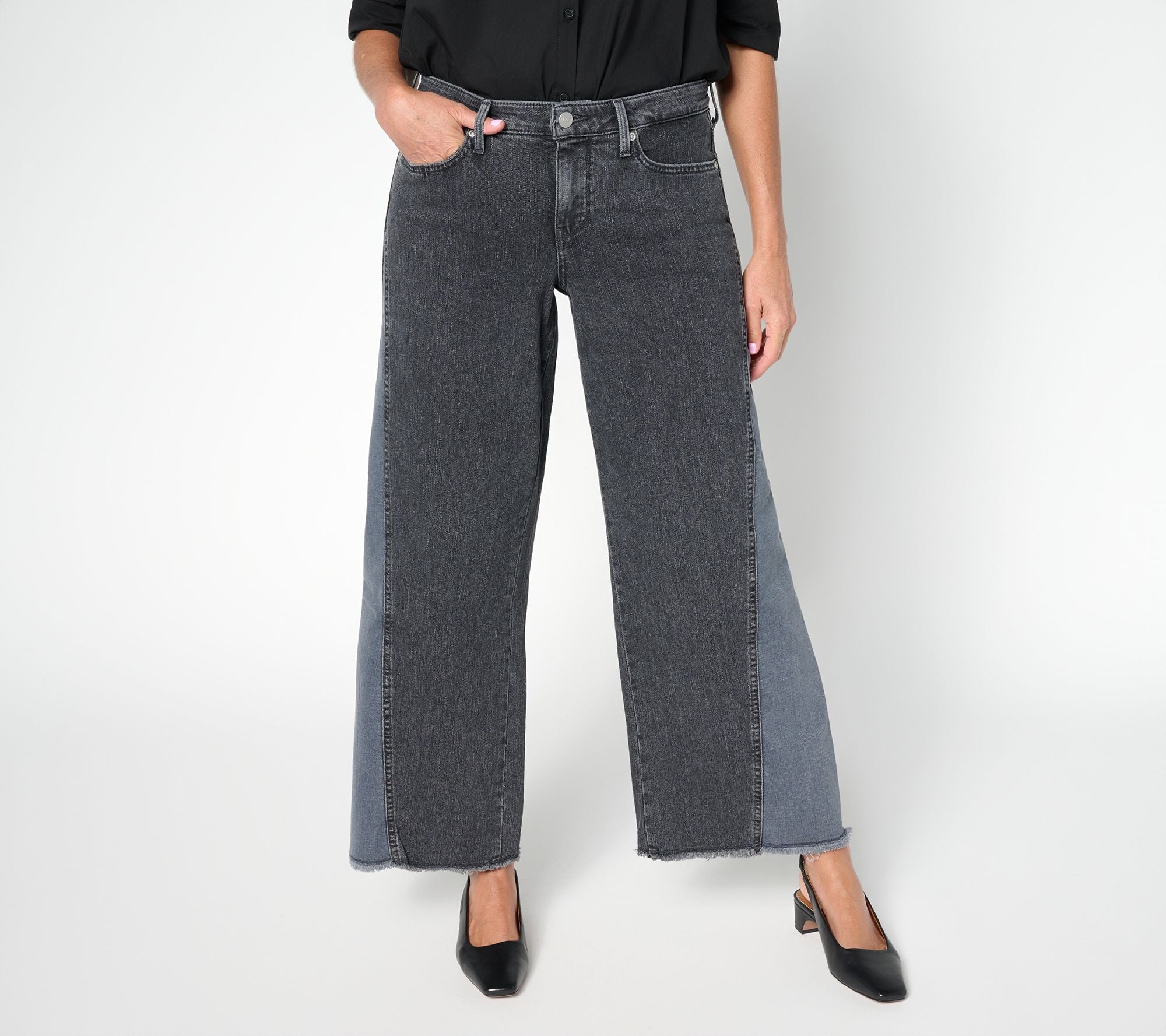Teresa Wide Leg Jeans with Contrast Sideseam Gusset - Street Shade