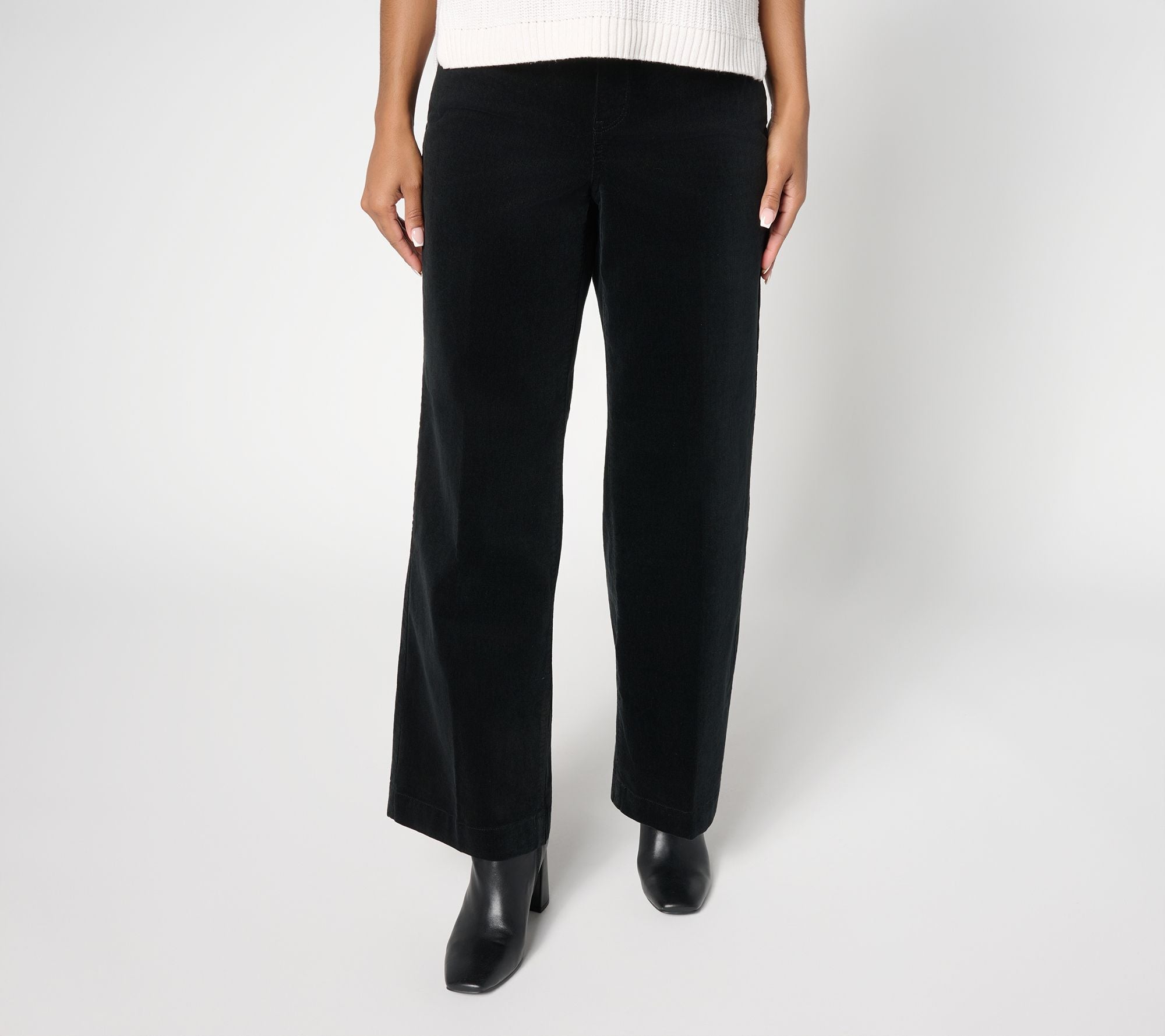 Teresa Wide-Leg Corduroy Pants - Black