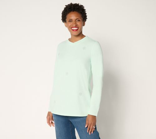 Fleece Snowflake Embroidered Top