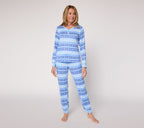 Cloud Knit Henley Printed Pajama Set - Blue Fairisle