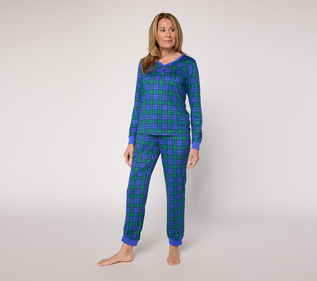 Cloud Knit Henley Printed Pajama Set
