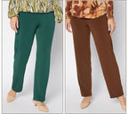 Essentials Set of 2 Liquid Knit Pants - Cocoa/Evergreen