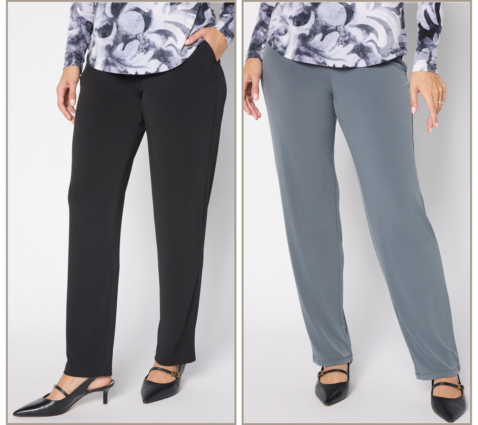 Essentials Set of 2 Liquid Knit Pants - Black/Pewter