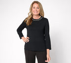 Luxe Modal Beaded Neck 3/4 Sleeve Top