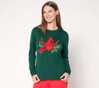 Cotton Intarsia Cardinal Crewneck Sweater