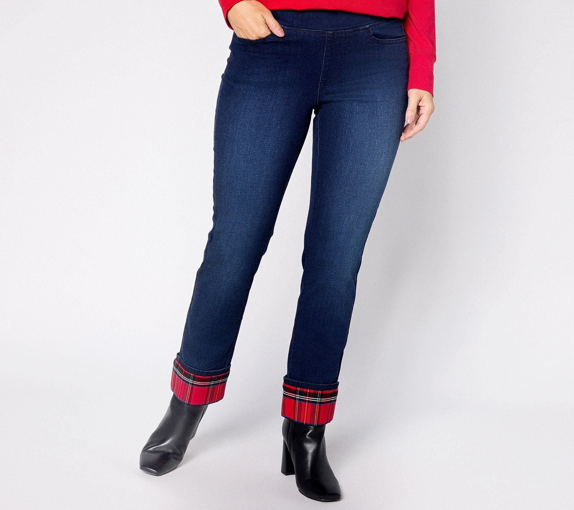 TripleLuxe Denim Tartan Cuff Jean - Dark Indigo