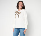 TripleLuxe Knit Bow and Behold Sequin Top