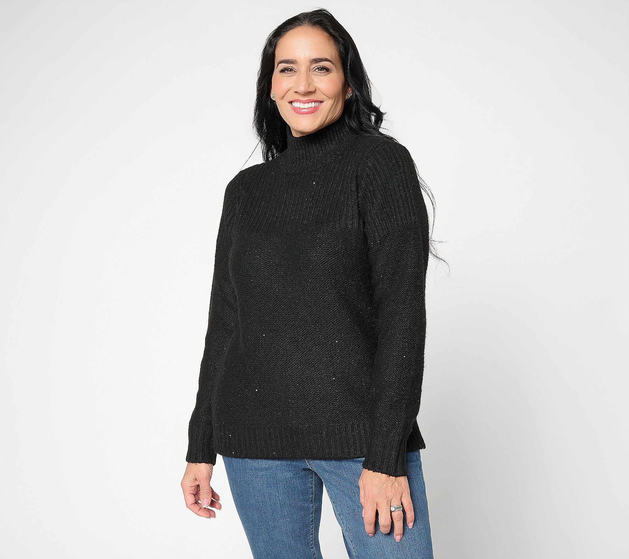 Just Enough Sparkle Mock Neck Sweater