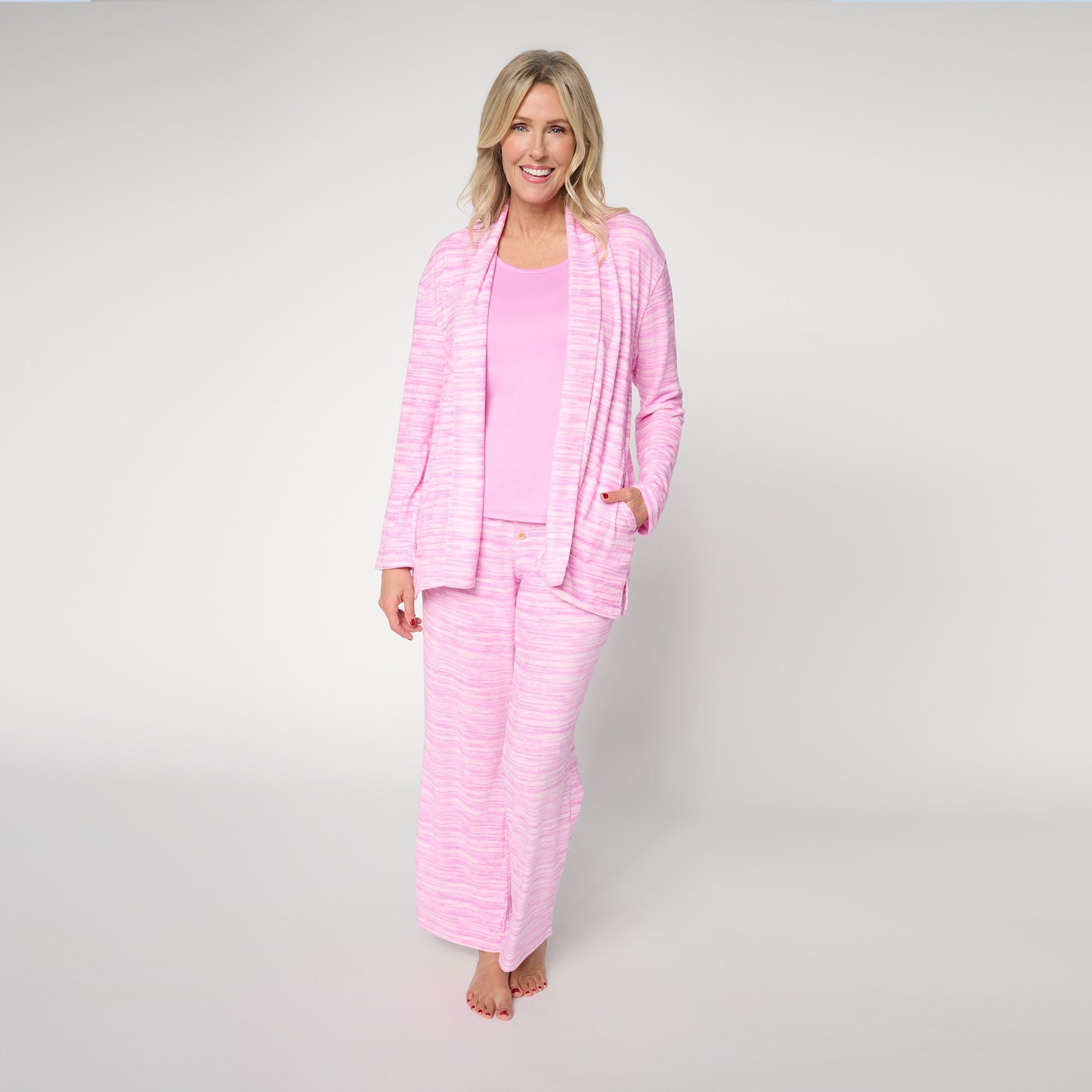 Sweater Knit & Cloud Knit Lounge Set - Pink