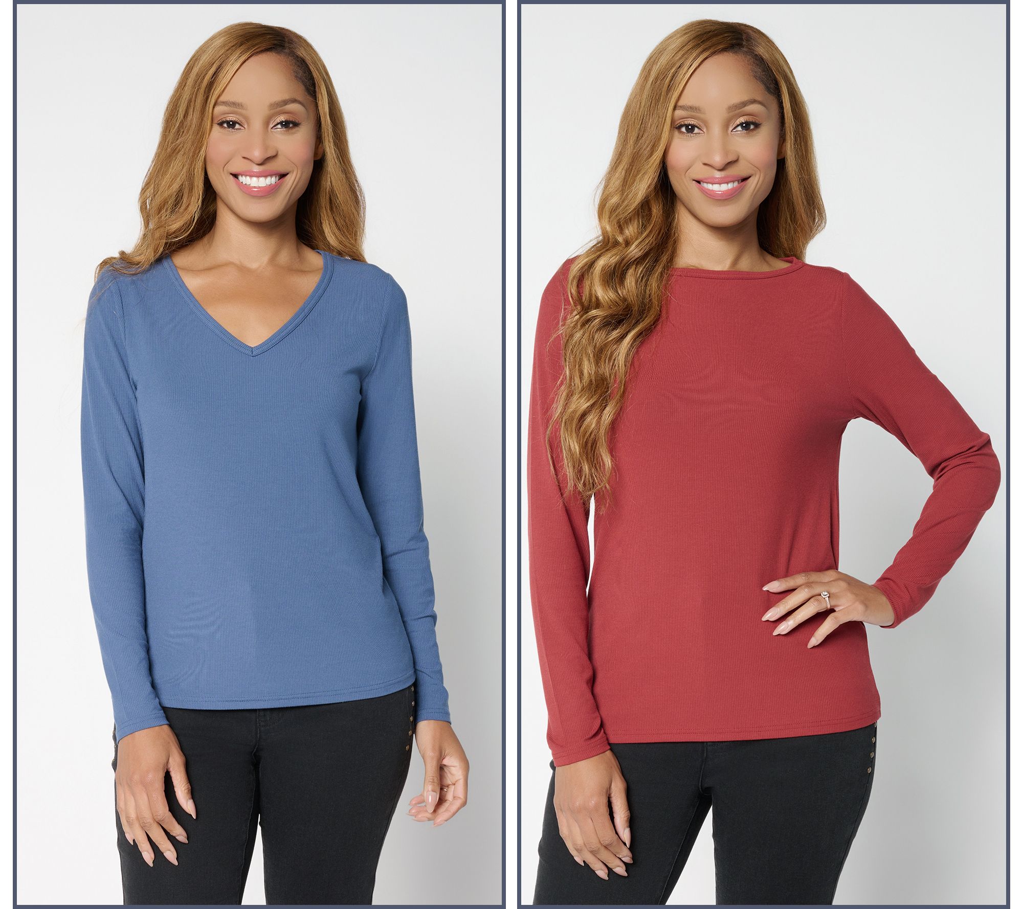 Denver Long Sleeve Two Pack - Blue/Red