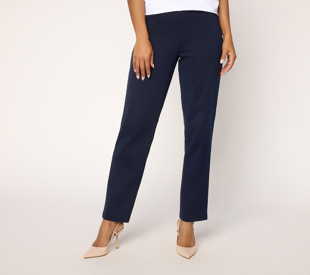 Weekend Cotton Ponte Straight Leg Pant - Navy