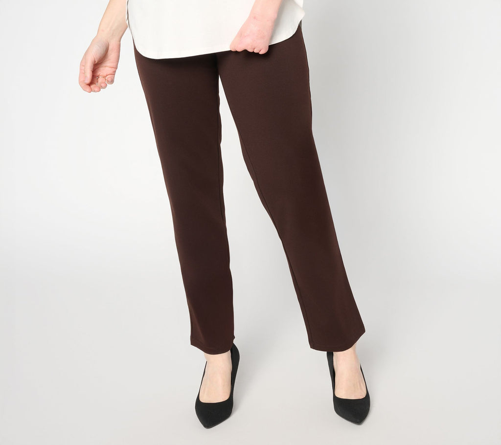 Weekend Cotton Ponte Straight Leg Pant - Chocolate